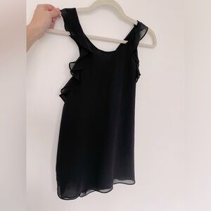 Naked Zebra Black Sleeveless Ruffle Top